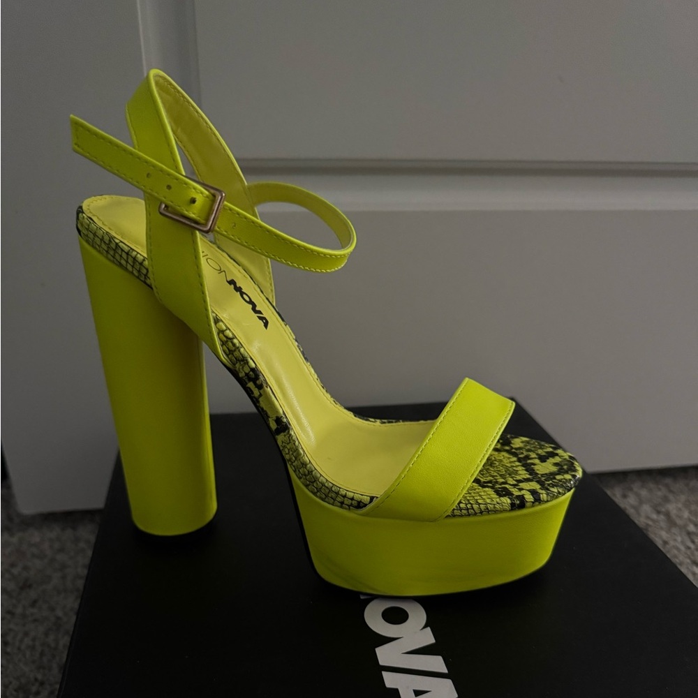 Fashion Nova Neon Yellow Platform Heels